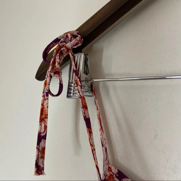 Daisy Floral Layered Cold Shoulder Top Tie Straps Sleeve Lightweight Size Medium - Picture 6 of 11